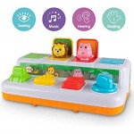 Reimotkon Pop Up Animals Toy Random Interactive Switch Box with Light Music Animal Sounds Learning Development Toy Baby Intelligence Push Doll Activity Toys for Babies and Toddlers (WD3792B)