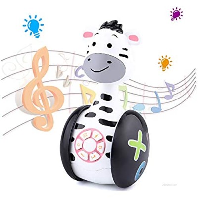 Tinabless Baby Musical Toys  Zebra Baby Tumbler Toy with Music and LED Light Up for Infants  Toddler Interactive Learning Development  Best Gifts