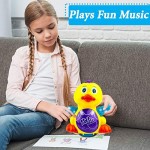 Toysery Musical Baby Toys Duck Dancing Toddlers Toys with Flashing LED Light and Music Educational Infant Toys for Baby Boy or Baby Girl Cool Dancing Toy Duck Gift for Birthday Christmas Eve