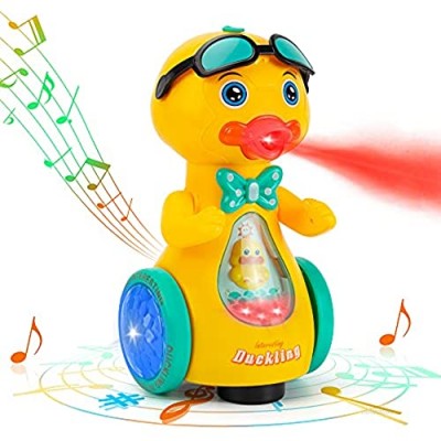 UNIH Baby Musical Toy  Yellow Duck Toy with Musical and Lights Mist for Baby 0-18 Months Crawling Developmental Baby Learning Toys