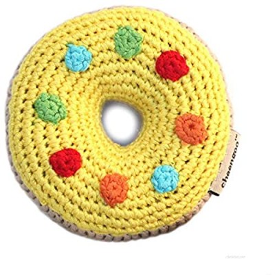 Cheengoo Organic Hand Crocheted Bamboo Rattle - Yellow Donut