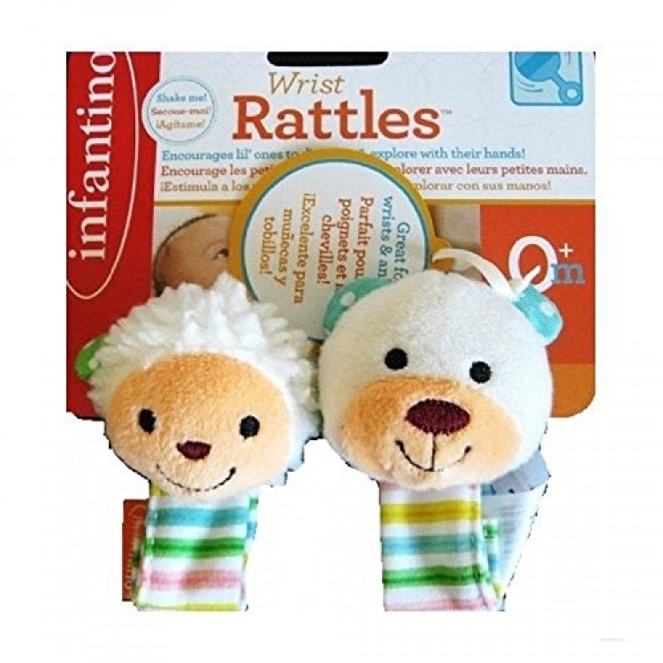 Infantino Wrist Rattles - Lamb and Bear