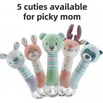 itty-bitty Soft Plush Handle Rattle Toys for Infant Squeaker & Ring Rattle Stuffed Animal Baby Toy