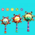 NUOBESTY Baby Rattle Toys Wooden Bells Jingle Stick Shaker with Rainbow Handle Mini Globe Baby Grab Toys Christmas Jingle Bell Ornaments Early Education Toys for Kids Infant