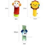 Sozzy Infant Baby Wrist Rattle Toy and Foot Finder Lion Rattle 5 Packs Set Texture Toys for Infant Boy Girls 0-3 3-6 6-9 Months
