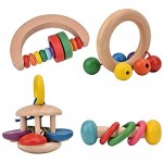 ViaGasaFamido Baby Rattle Sets 4Pcs Baby Rattle Toys Set Grab Shaker and Spin Rattle Toy Early Educational Toys Baby Shaking Bell Toy Infant Early Musical Instrument Puzzle Toys