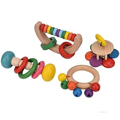ViaGasaFamido Baby Rattle Sets  4Pcs Baby Rattle Toys Set Grab Shaker and Spin Rattle Toy Early Educational Toys Baby Shaking Bell Toy Infant Early Musical Instrument Puzzle Toys