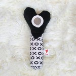 XOXO Black White Loved 7 inch Polyester Children's Stuffed Activity Rattle Toy