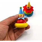 2pcs Handmade Painted Clown Spinning Top Wooden Spinning Top Clown Craft Spinning Tops Toy Wooden Toys Kindergarten Toys Intelligence Toy with Clown Styling and Bright Colors for Kids