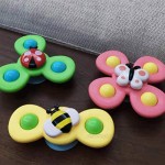 A Set of 3 Suction Cup Spinning Top Toy Spin Sucker Spinning Top Spinner Toy Table Sucker Game Insect Flower Toy Early Learner Toys for Baby Kids Girls Boys