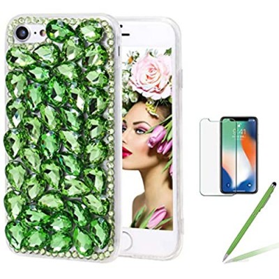 Diamond Case for iPhone 6 Plus/iPhone 6S Plus  Girlyard Luxury Bling 3D Clear Rhinestone Full of Sparkle Precious Stones Phone Shell Shiny Jewelled Crystal Soft TPU Bumper Protective Cover - Green