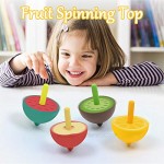 Gallity Wooden Fruit Spinning Tops Colorful Painted Wood Spinning Tops Flip Tops Children Wooden Gyroscopes Toy Kindergarten Education Toy Birthday Gifts Party Favors Toy 4Pcs