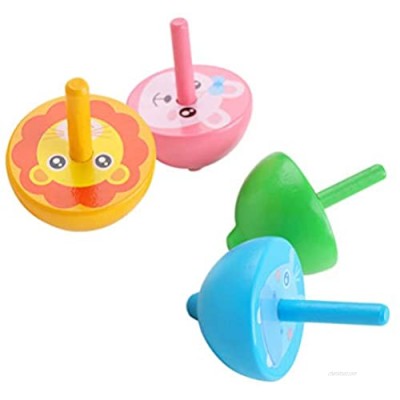 NUOBESTY 4Pcs Wooden Spinning Top Toy Colorful Flip Top Wood Spin Up Toy Painted Wood Spinning Top Peg-top Educational Toy Kindergarten Toy for Children