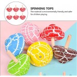 NUOBESTY 6pcs Painted Wooden Spinning Tops Novelty Spinning Tops Kids Party Favors Gifts Random Color