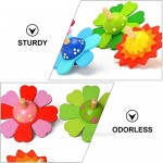 NUOBESTY Colorful Flower Spinning Tops Kids Novelty Wooden Spinning Top Toy 4 Pieces