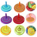 NUOBESTY Handmade Painted Wood Spinning Tops Kids Novelty Wooden Colorful Gyroscopes Toy Kindergarten Educational Toys 6pcs Random Color