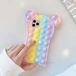 Ogmuk Women Girls Funny Push Pop Fidget Phone Case for Samsung Galaxy Note 20 Ultra 3D Soft Silicone Rainbow Release Stress Bubble Shockproof Cover for Children Kids.Cute Rabbit Ears