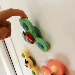 Omtz.Yao 3pcs Suction Cup Spinning Top Toy and Nut Pairing Suction Cup Toys Baby Bath Spinner Toy with Rotating Suction Cup Cartoon Animal Rotating Suction Cups Toys for Babies Kids Girls Boys