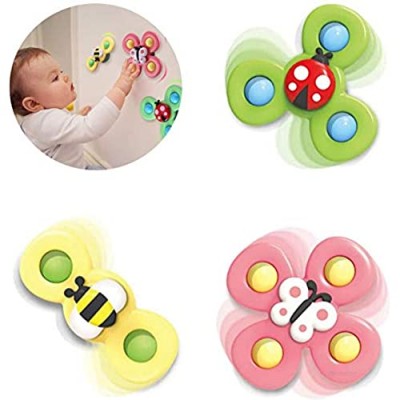 Omtz.Yao 3pcs Suction Cup Spinning Top Toy and Nut Pairing  Suction Cup Toys Baby Bath Spinner Toy with Rotating Suction Cup Cartoon Animal Rotating Suction Cups Toys for Babies Kids Girls Boys