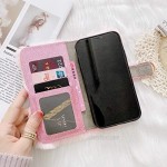 Smagiv Plush Wallet Case for Samsung Galaxy A11 Women Girl Cute Fluffy Crystal Glitter Magnetic Flip Furry Shockproof Soft Faux Fur Leather TPU Inner Cover for Galaxy A11 Pink