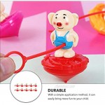 TOYANDONA 10pcs Spinning Tops with Plastic String Launcher Pig Shape Gyroscope Toy Kids Party Favors ( Random Color )