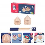 Toyvian Wooden Spinning Top with String Wooden Trompos Spin Tops Authentic Spinning Tops Outdoor Sports Parent-Child Game for Kids Children