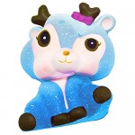 VICTSM Slow Rebound Decompression Toy Kawaii Cartoon Galaxy Deer Slow Rising Cream Scented Stress Reliever Toys Cosmic Starry Sky Deer Slow Rebound PU Toy Novelty Gifts for Kids Party Adults (Blue)