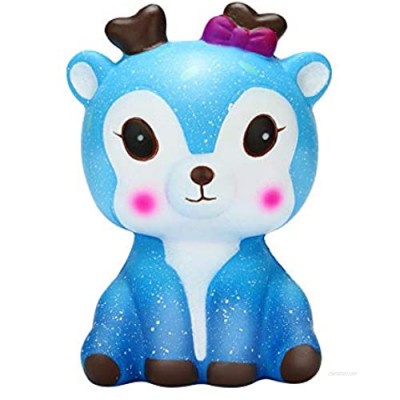 VICTSM Slow Rebound Decompression Toy Kawaii Cartoon Galaxy Deer Slow Rising Cream Scented Stress Reliever Toys Cosmic Starry Sky Deer Slow Rebound PU Toy Novelty Gifts for Kids Party Adults (Blue)