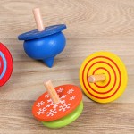 yotijar 40 Lot Kids Children's Handmade Wooden Spinning Tops Rotary Gyro Toy Gaming