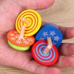yotijar 40 Lot Kids Children's Handmade Wooden Spinning Tops Rotary Gyro Toy Gaming