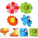 Yuffoo Wooden Spinning Tops Colourful Flower Spinning Top Toy Suction Cup Spinning Top Handmade Painted Colourful Flower Spinner Toys for Kids Novelty Childern Intellectual Toy Gift (4 Pcs)