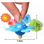 Yuffoo Wooden Spinning Tops Colourful Flower Spinning Top Toy Suction Cup Spinning Top Handmade Painted Colourful Flower Spinner Toys for Kids Novelty Childern Intellectual Toy Gift (4 Pcs)