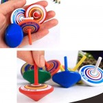 ZXY 10 Colorful Wooden Spinning Tops Colorful Pattern Spinning Tops Kindergarten Educational Toys are Favored by Parties