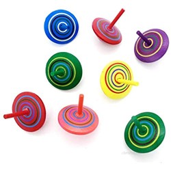 ZXY 10 Colorful Wooden Spinning Tops  Colorful Pattern Spinning Tops  Kindergarten Educational Toys are Favored by Parties
