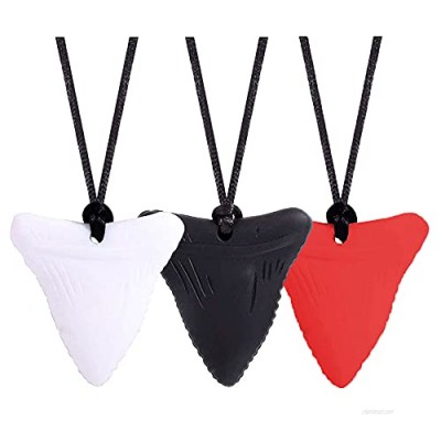 3 PCS Chew Necklace - Shark Tooth Necklace  Nail Biting Treatment for Kids  Thumb Sucking Stop for Kids  Nail Biting Treatment for Adults  SUNYUE