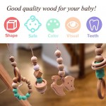 Baby Gym Toys Teether Wooden Ring Baby Chewable Rattle Teether Silicone Beads Animal Pendant Non-Toxic Environmental Protection Sensory Toys