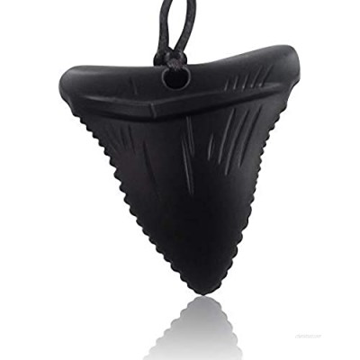 Black Shark Tooth Silicone Chew Necklace - Oral Sensory Chewy Teething Necklace for Autistic Chewers - Chewy Teether for Boy or Girl