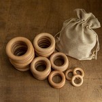 bopoobo Wooden Rings Natural Beech for Craft Unfinished Wood Ring Circle Rings for DIY Baby Teething Toys Baby Wooden Teether Accessories Pendant Connector (10 Pcs 60 mm)