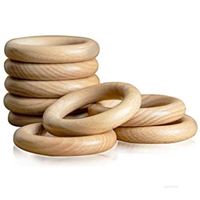 bopoobo Wooden Rings Natural Beech for Craft  Unfinished Wood Ring Circle Rings for DIY Baby Teething Toys  Baby Wooden Teether Accessories  Pendant Connector (10 Pcs  60 mm)