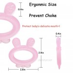 Haakaa Silicone Rabbit Ear Teether -Super Soft Baby Teething Toys Soothing Teether for 3m+ Babies Toddlers|Easy to Hold Baby Teether Soothe Sore Gums BPA Free Freezer Safe BPA Free Pink