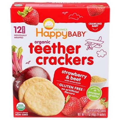 Happy Baby  Teether Cracker Strawberry Pomegranate Beet  12 Count