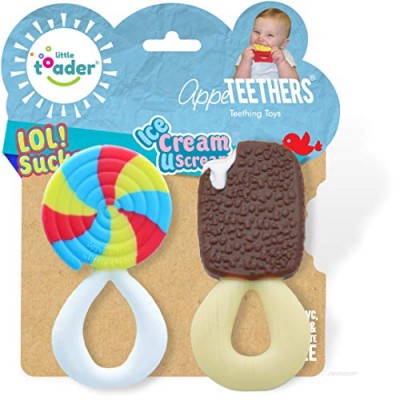 Little Toader - Baby Teether Toys – Appe-TEETHERS LOL! Sucker and Ice Cream U Scream combo pack candy teether - For Teething Infants and Toddlers (newborn and 3+ Month)