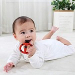 Mombella Ladybug Silicone H Shaped Teething Toy with Two Handles & a Toothbrush for 0-4 Tooth Babies