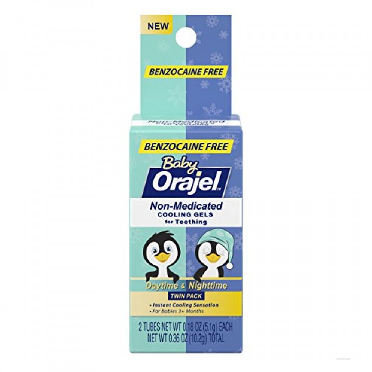 Orajel Non-Medicated Baby Teething Day & Night Cooling Gels 0.18 oz Twin Pack (Pack of 3)
