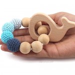 Organic Teething Ring Soothe Wood Holder Teether Wooden Animal Eco-Friendly Baby Activity Crib Toy No Painting Wood Whale
