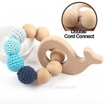 Organic Teething Ring Soothe Wood Holder Teether Wooden Animal Eco-Friendly Baby Activity Crib Toy No Painting Wood Whale