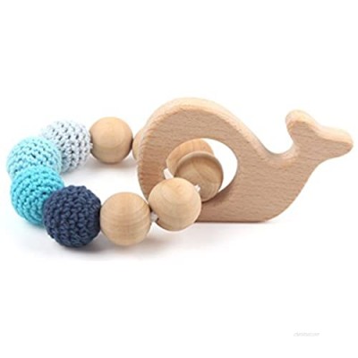 Organic Teething Ring Soothe Wood Holder Teether Wooden Animal Eco-Friendly Baby Activity Crib Toy   No Painting Wood  Whale