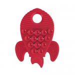 POPPIES Red The Rocket BPA-Free Silicone Suction Cup Teether Sensory Bath Toy