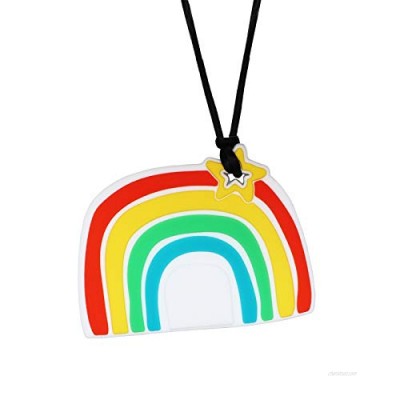 Sensory Chew Necklace for Boys and Girls  Silicone Teething Necklace for Adult and Kids  Rainbow Chewable Pendant Jewelry for ADHD  SPD  Chewing  Biting Special Need Autism Chewer