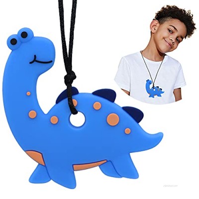 Sensory Oral Motor Aids Chew Necklace for Boys Girls  Silicone Dinosaur Chewy Jewelry for Autism  ADHD  Baby Nursing or Special Needs Kids - Reduces Chewing Biting Fidgeting for mild Chewers
